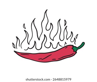Chili pepper fire icon colored spice heat hot flame. Vector illustration