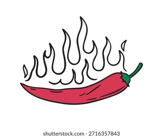 Icono de fuego de pimienta de chile picante de color picante llama caliente. Ilustración vectorial