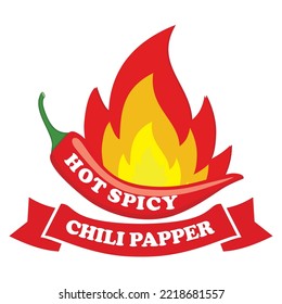 Pimienta de chile en la ilustración del vector del fuego. Símbolo de comida picante y picante.
