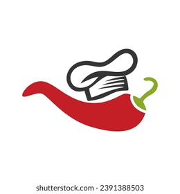 Chili pepper in fire vector illustration. Hot and spicy food symbol. Circle shape emblem, label, logo design template on white background