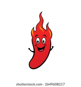 Chili pepper with flames and smile fun spicy cartoon design Vector illustration