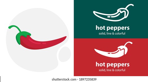 chili pepper flat icon, with chili pepper simple, line icon