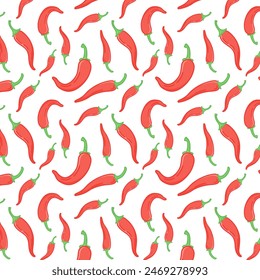 chili pepper flat icons seamless pattern