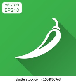 Chili pepper in flat style. Spicy peppers illustration with long shadow. Chili paprika business concept.