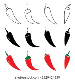 Chili pepper food icon in vector format