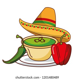 chili pepper guacamole hat mexican food traditional