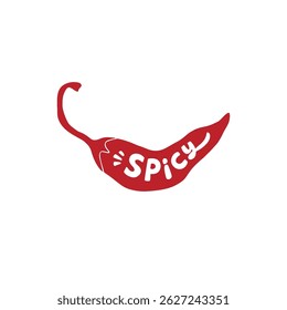 Chili pepper hand drawing clipart. Hot spicy mexican vegetable isolated on white. Cartoon illustration for kitchen decoration, menu, recipe, t shirt print, farmers market.