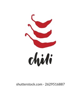 Chili pepper hand drawing vector illustration isolated on white for poster, cafe menu, kitchen decoration, banner. Spicy hot mexican vegetable clipart
