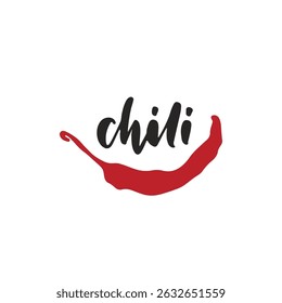 Chili pepper hand drawing vector illustration isolated on white. Text, phrase for poster, menu, kitchen decoration, banner. Spicy hot mexican vegetable clipart