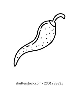 Chili pepper hand drawn outline doodle icon. Vector sketch illustration of chili pepper for print, web, mobile and infographics isolated on white background.