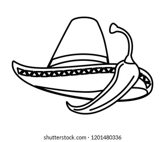 chili pepper and hat mexican food traditional
