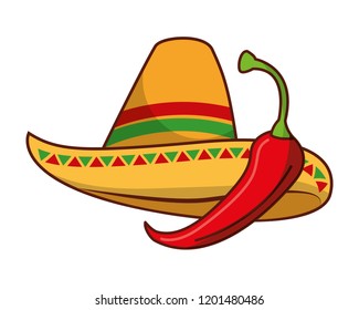 chili pepper and hat mexican food traditional