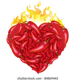 Forma Cardíaca De Pimienta, Aislada En Fondo Blanco, Ilustración Vectorial