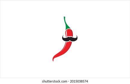 Chili pepper hot vegetable with moustache  icon logo design illustration 