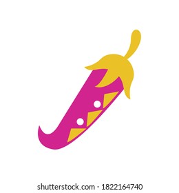 chili pepper hot vegetable on fire flat style icon vector illustration design