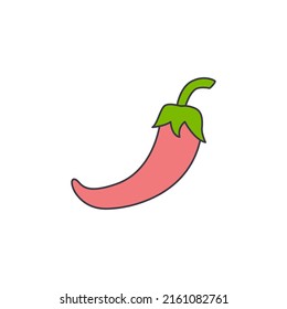 Chili pepper icon in color, isolated on white background 
