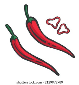 Chili pepper icon in a flat design on a white background