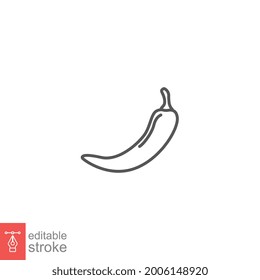 chili pepper icon. fresh nature organic vegetable food. seasoning and red hot sauce jalapeno symbol. editable stroke outline style pictogram. vector illustration design on white background. EPS 10