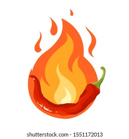 Chili pepper icon. Fresh red cayenne. Vector illustration isolated on white background in flat or cartoon style.