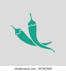 Chili pepper icon. Gray background with green. Vector illustration.