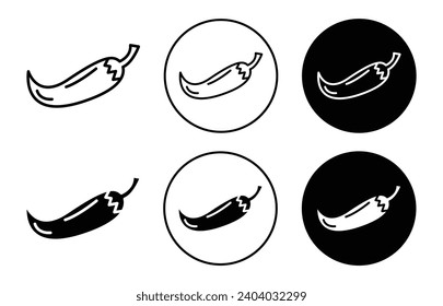 chili pepper icon. hot real paprika capsicum chili pepper set. vegetable cuisine food spice ingredient vector sign. mexican jalapeno spicy flavor for seasoning symbol. 