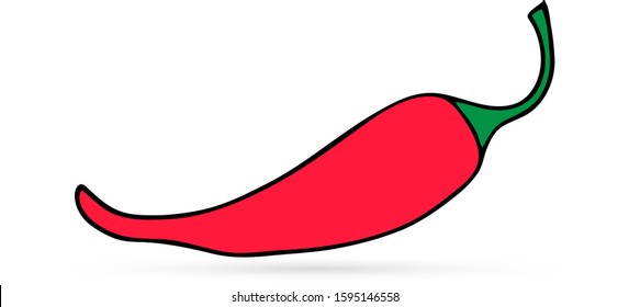 Chili pepper icon isolated. Spicy vegetable sketch. Mexican food. Hot red pepper. Jalapeno peppers symbol. Web pictogram. Logo vector illustration.