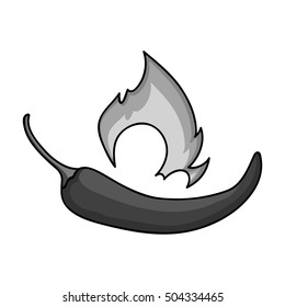 Chili pepper icon in monochrome style isolated on white background. Herb an spices symbol stock vector illustration.