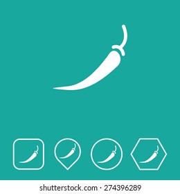 Chili Pepper Icon on Flat UI Colors with Different Shapes. Eps-10.