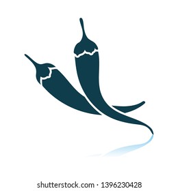 Chili Pepper Icon On Gray Background. Shadow Reflection Design. Vector Illustration.