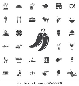 Chili pepper icon on the white background. restaurant set of icons