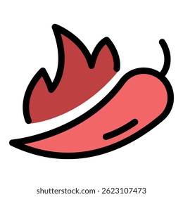 Chili pepper icon. Outline chili pepper vector icon color flat isolated