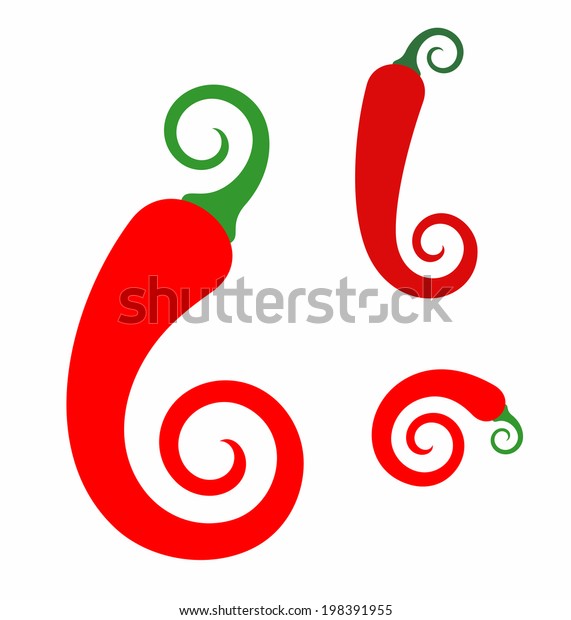 Chili Pepper Icon Set Isolated 600w 198391955 