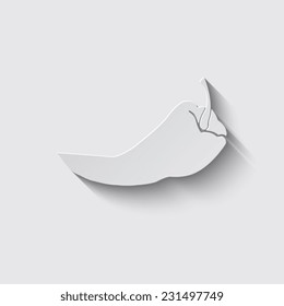 Chili Pepper Icon with shadow on a grey background