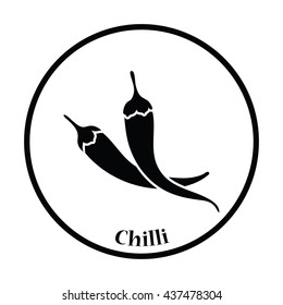 Chili pepper icon. Thin circle design. Vector illustration.