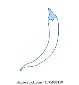 Chili Pepper Icon. Thin Line With Blue Fill Design. Vector Illustration.