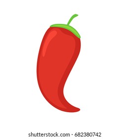 Chili pepper icon. Vector flat illustration, isolated on white
