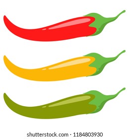 Chili pepper icons set isolated on white background. Chili pepper icons for web site, app, ui and logo. Creative concept, vector illustration, eps 10