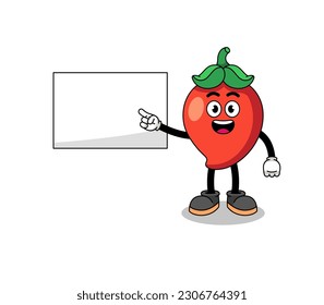 chili pepper illustration doing a presentation , character design