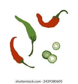 Icono de aislado de chile pimiento. Estilo minimalista, vector de patrón geométrico de corte primitivo.