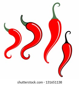 Chili pepper. Isolated vegetables on white background. Vector illustration EPS