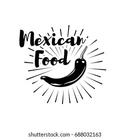 Chili Pepper Label. Mexico Food. Traditional Mexican Cuisine Vector illustration