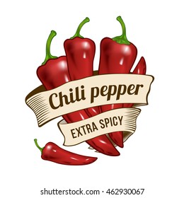 Chili pepper label. Vector illustration.