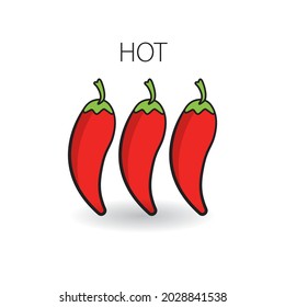 Chili pepper level labels concept. Vector spicy food mild and extra hot sauce, chili pepper red. Chili icon.
