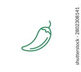 Chili Pepper Line Icon, Hot Red Pepper Outline Vector Symbol Isolated on White Background