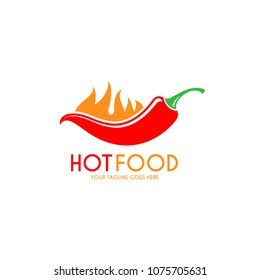 Chili pepper. Logo. Hot chili pepper with fire on white background. Vector illustration 