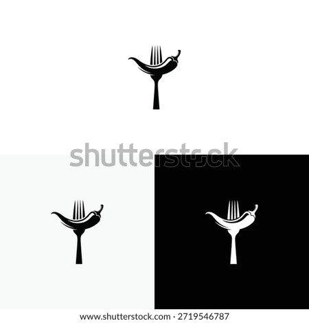 Chili pepper logo icon design illustration with fork