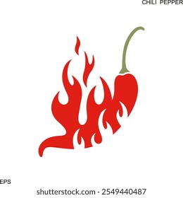 Chili pepper logo. Isolated chili pepper on white background. Fire