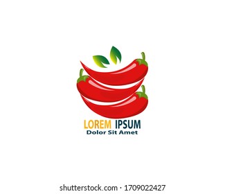 Chili pepper. Logo. Red vegetable with leaf. Isolated pepper on white background