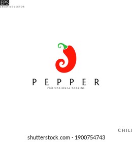 Pimienta chile. Plantilla de logotipo. Pimienta aislada sobre fondo blanco 