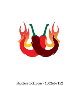 Chili pepper logo template. Spicy vegetables vector design. Food illustration
